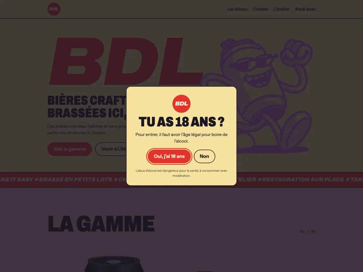 Aperçu du site BDL, bières craft brassées localement