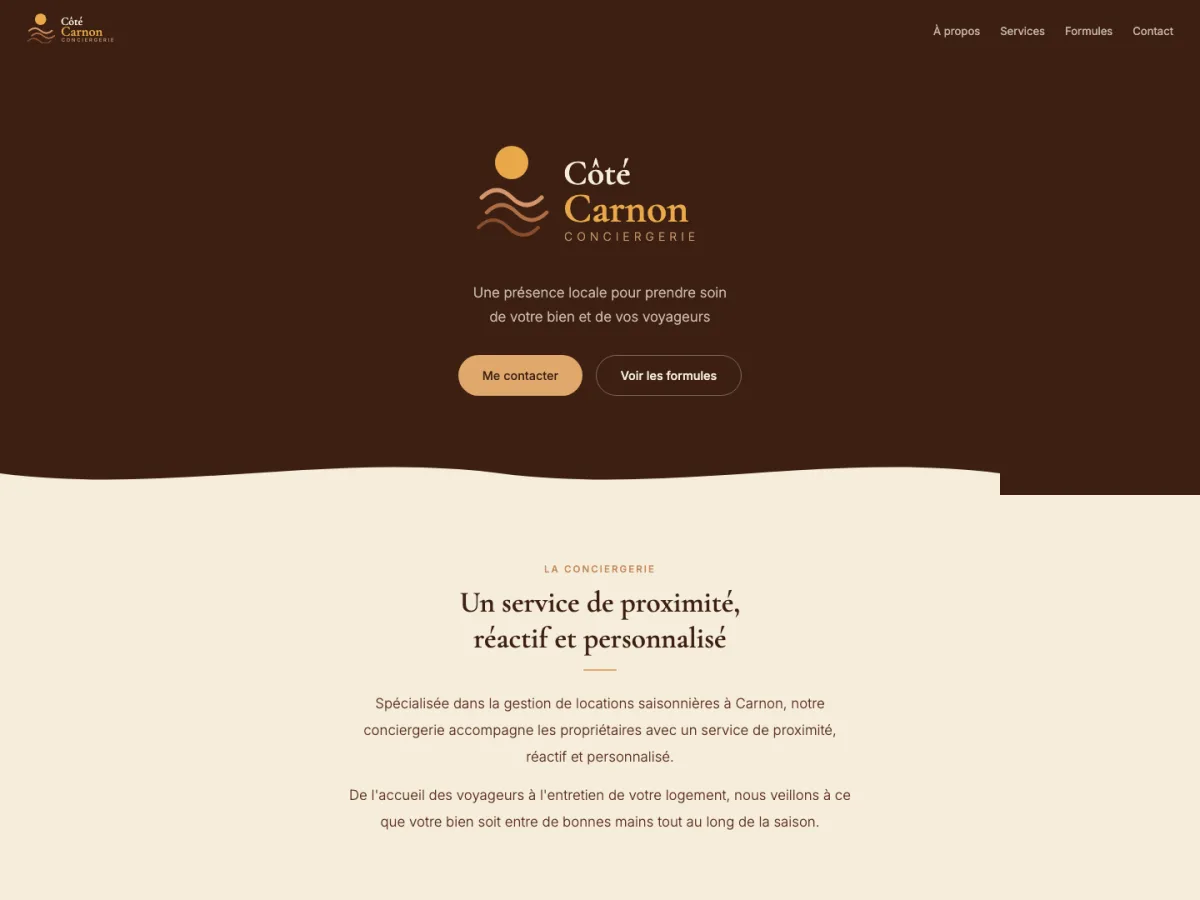 Aperçu du site Côté Carnon, conciergerie de locations saisonnières